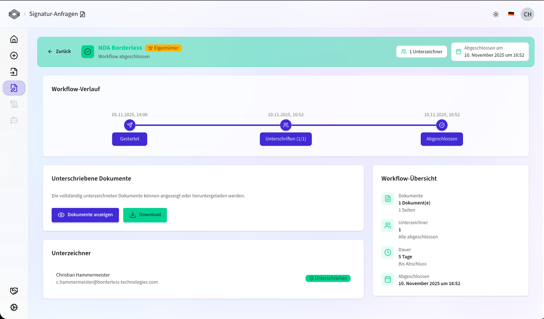 E-Signatur Workflow - Digitale Unterschriften